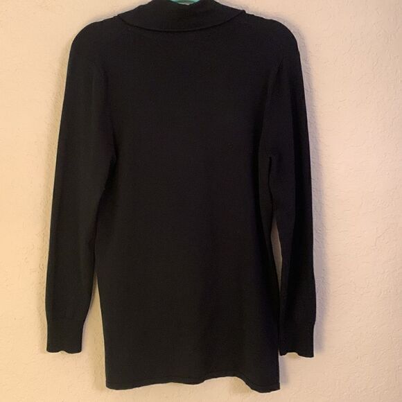 CABLE & GAUGE Black Tunic with Guipure Insert on the Chest. Size L - Picture 3 of 9